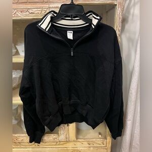 PINK Victoria's Secret Black Quarter Zip Cropped Sweatshirt